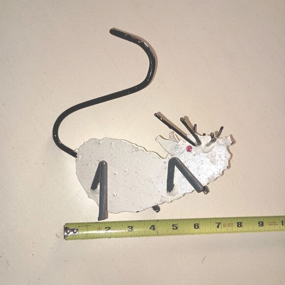 Vintage Metal Cat And Mouse One Of A Kind Handmade Painted Set Folk Art READ - Picture 11 of 12